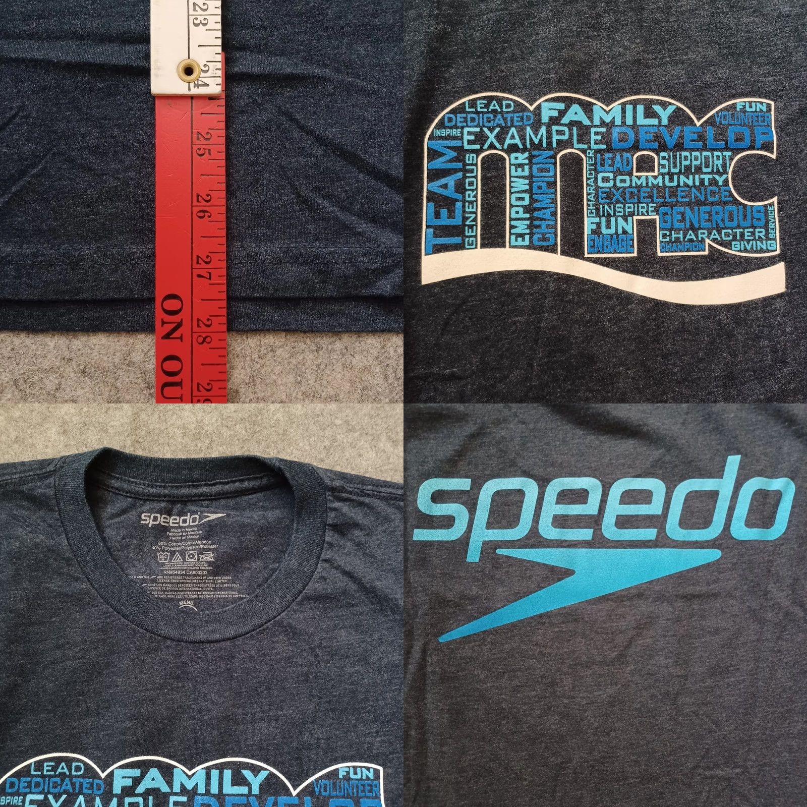 Speedo Speedo Mens T Shirt Large Blue MAC Graphic Front Back Big Logo Retro Casual Shirt Mens L Blue Logo Size US L / EU 52-54 / 3 - 8 Thumbnail