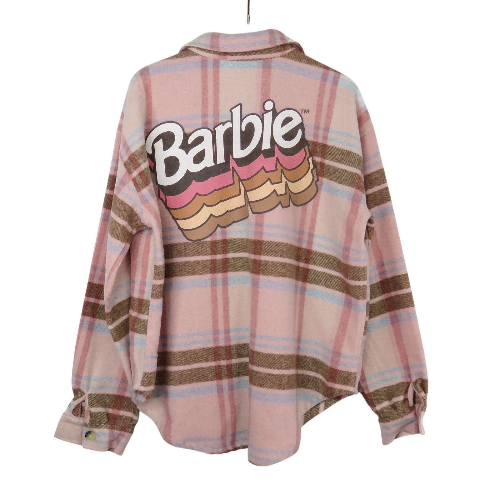 Other Barbie Pink & Brown Flannel Jacket XS Retro Pastel Shacket Size XS / US 0-2 / IT 36-38 - 1 Thumbnail