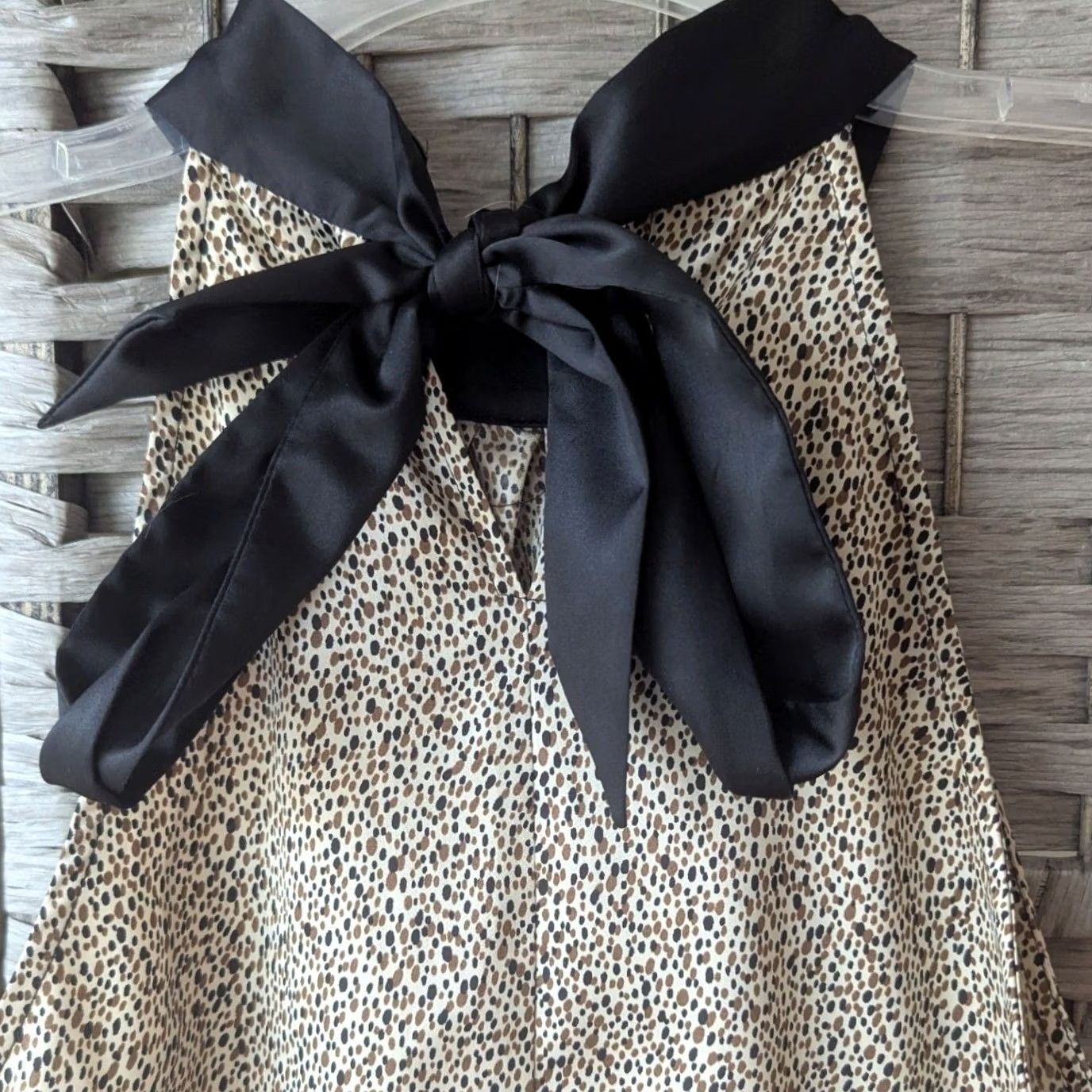 Vintage The Limited Blouse Halter Animal Print Satin Tie High Neck Black Tan Classic Sm Size S / US 4 / IT 40 - 4 Thumbnail