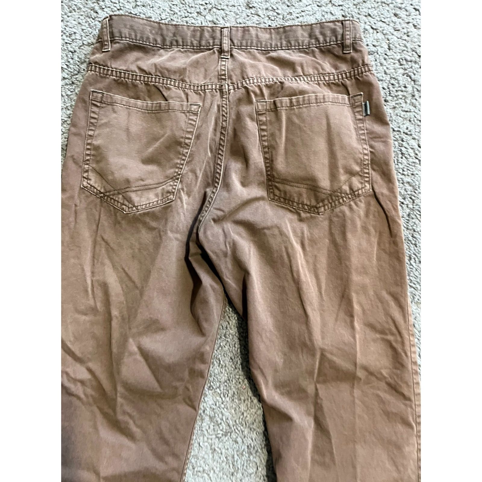 PD&C PD&C Pants Men 32 x 30 Chino Flat Front Casual Brown Cotton Slim Tapered Inseam 30 Mens Size US 32 / EU 48 - 4 Thumbnail