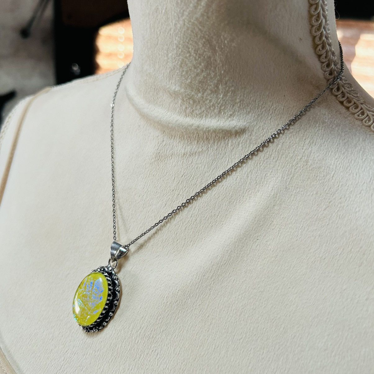 Handmade Handcrafted simulated opal dogtooth 925 sterling necklace Size ONE SIZE - 4 Thumbnail