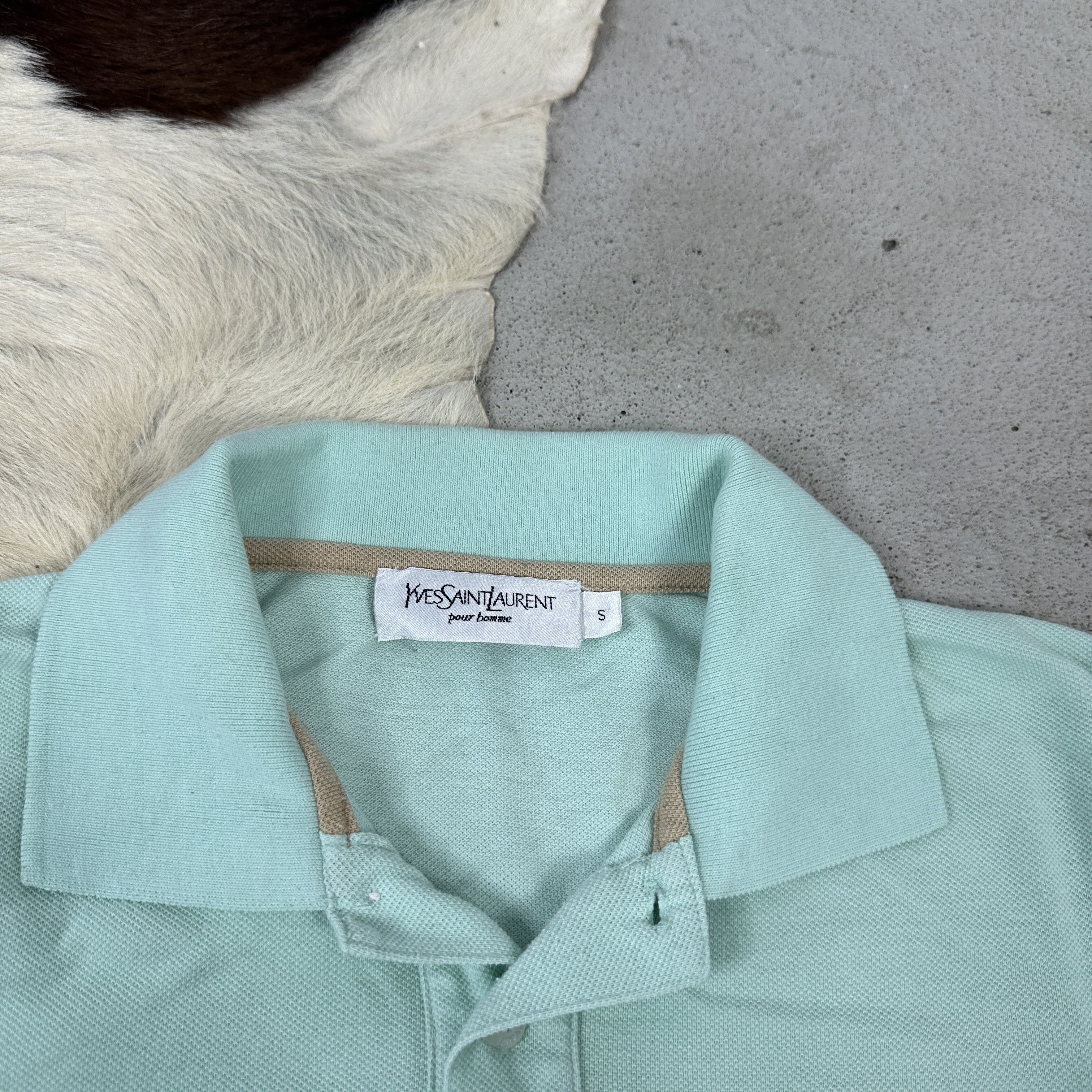 Vintage × Yves Saint Laurent Vintage Casual Yves Saint Laurent Turquoise Polo T-shirt Size US S / EU 44-46 / 1 - 3 Thumbnail