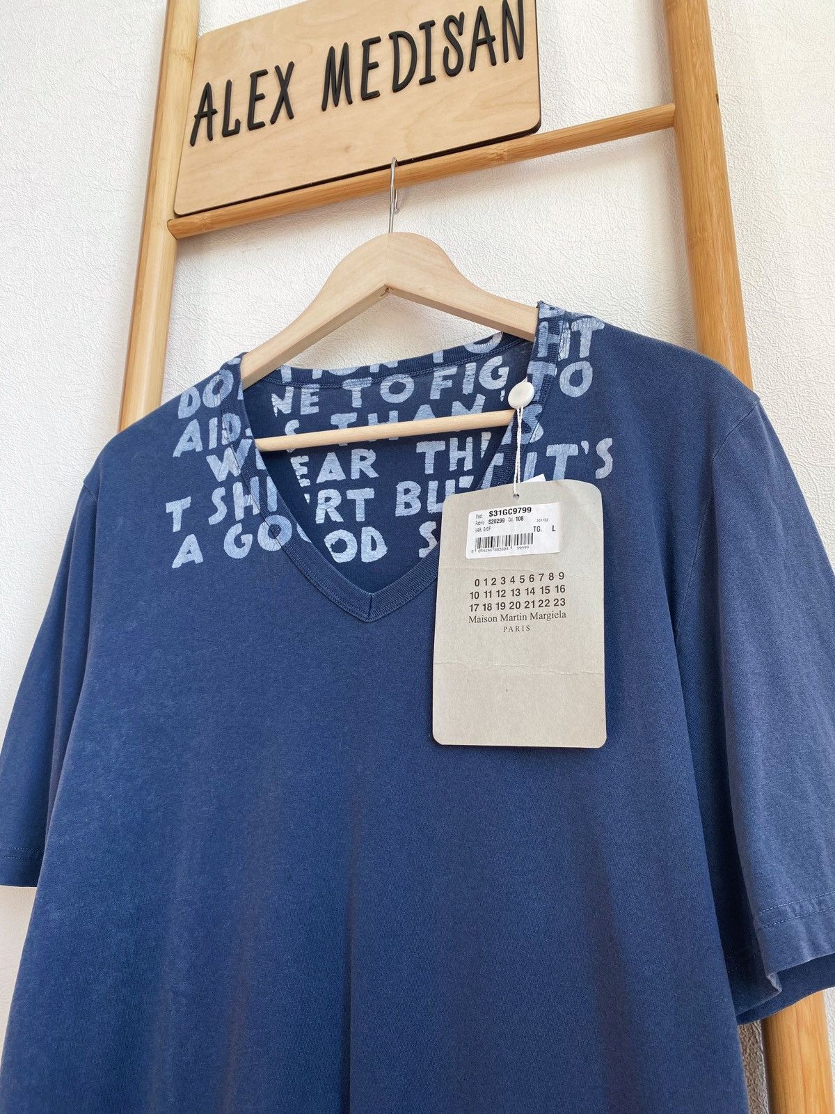 Maison Margiela MAISON MARTIN MARGIELA AIDS garment dyed v- neck t-shirt Size US L / EU 52-54 / 3 - 6 Thumbnail