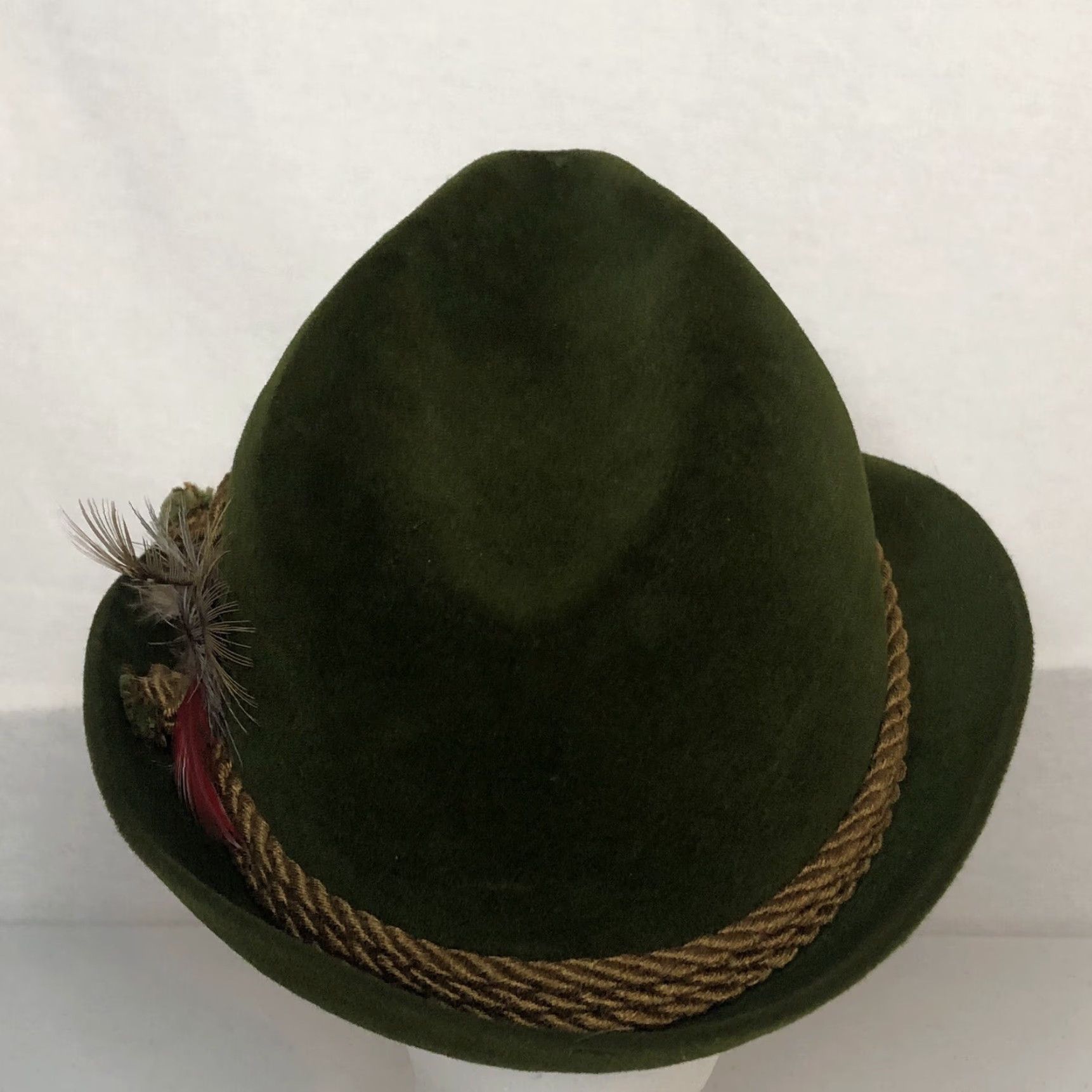 FELT VINTAGE Resistol Manhattan Fedora Hat Men 6 7/8 Green Felt Casual German Style Size ONE SIZE - 5 Thumbnail
