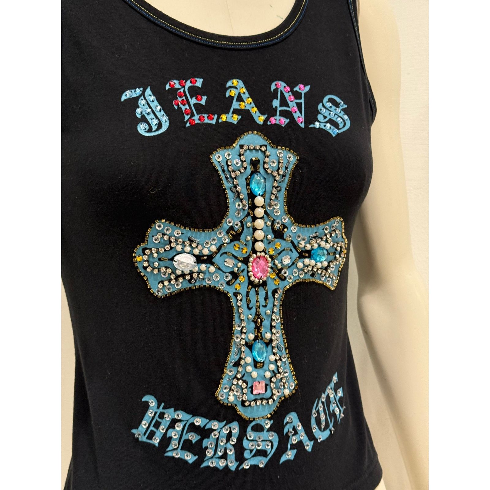 Versace 2000S Versace embellished cross tank top Size L / US 10 / IT 46 - 3 Thumbnail
