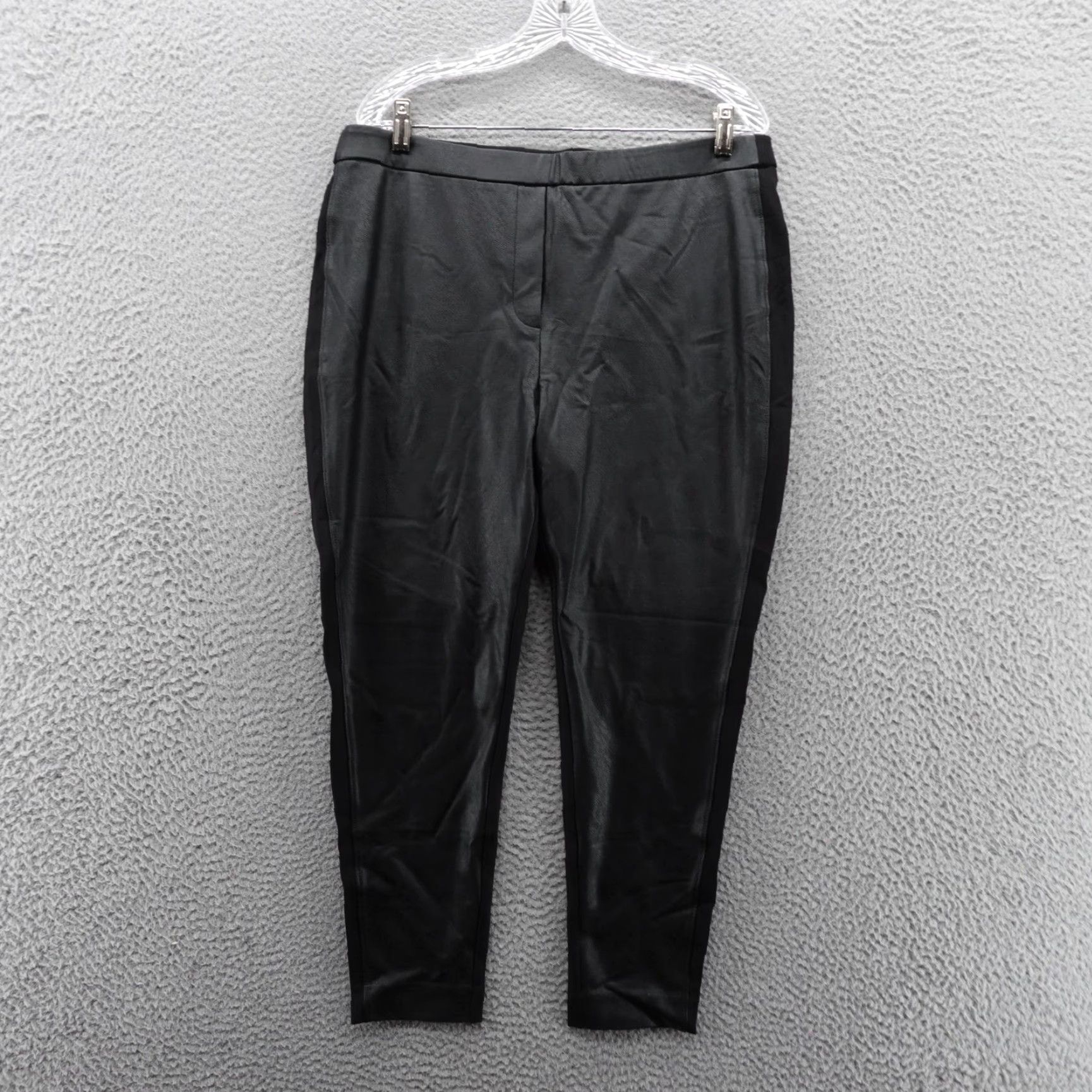Vintage VINTAGE? No. NWT Chicos Leather Front Ponte Knit Slim Pants Size 3 US 16 Petite Black Womens Size 38" / US 16 / IT 52 - 2 Thumbnail