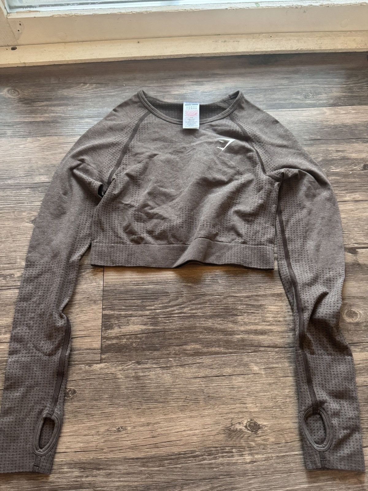 Gymshark Brown gymshark long sleeve crop top Size S / US 4 / IT 40 - 1 Thumbnail