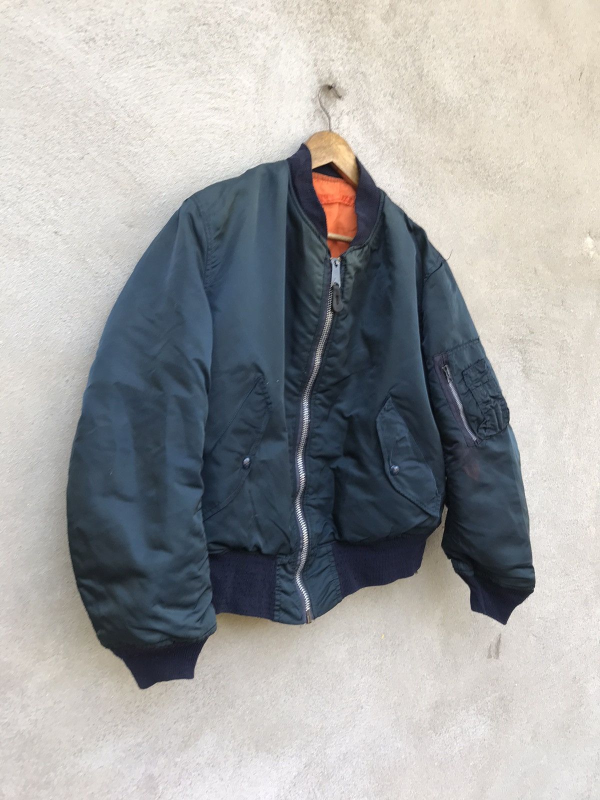 RARE VINTAGE 70s ALPHA INDUSTRIES MA1 BOMBER IDEAL ZIPPER