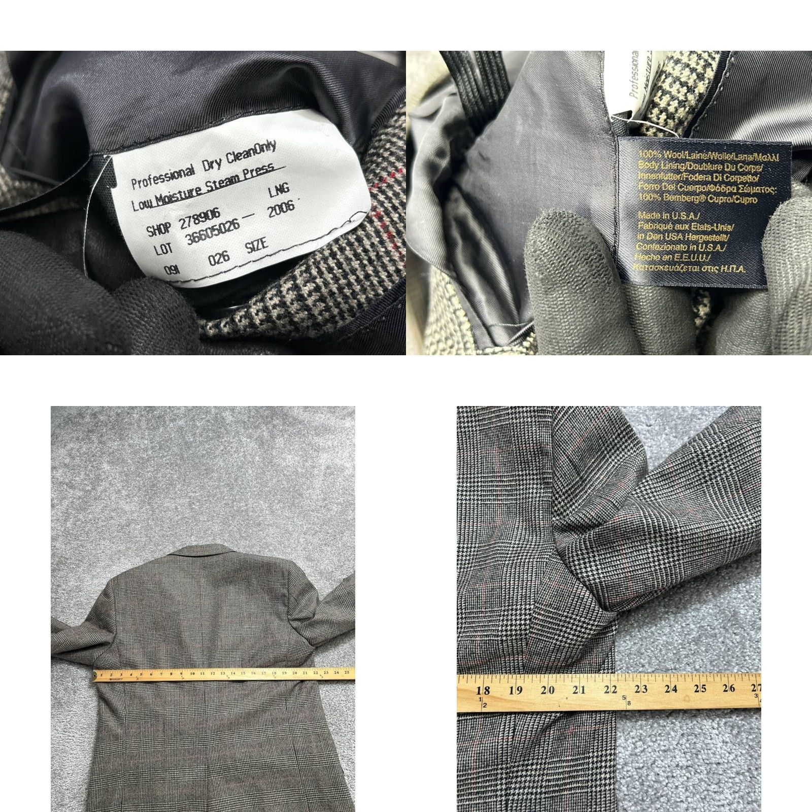 Brooks Brothers VINTAGE Brooks Brothers 1818 Madison Blazer Jacket Mens 44 Long Gray Glen Plaid Size 44R - 8 Thumbnail