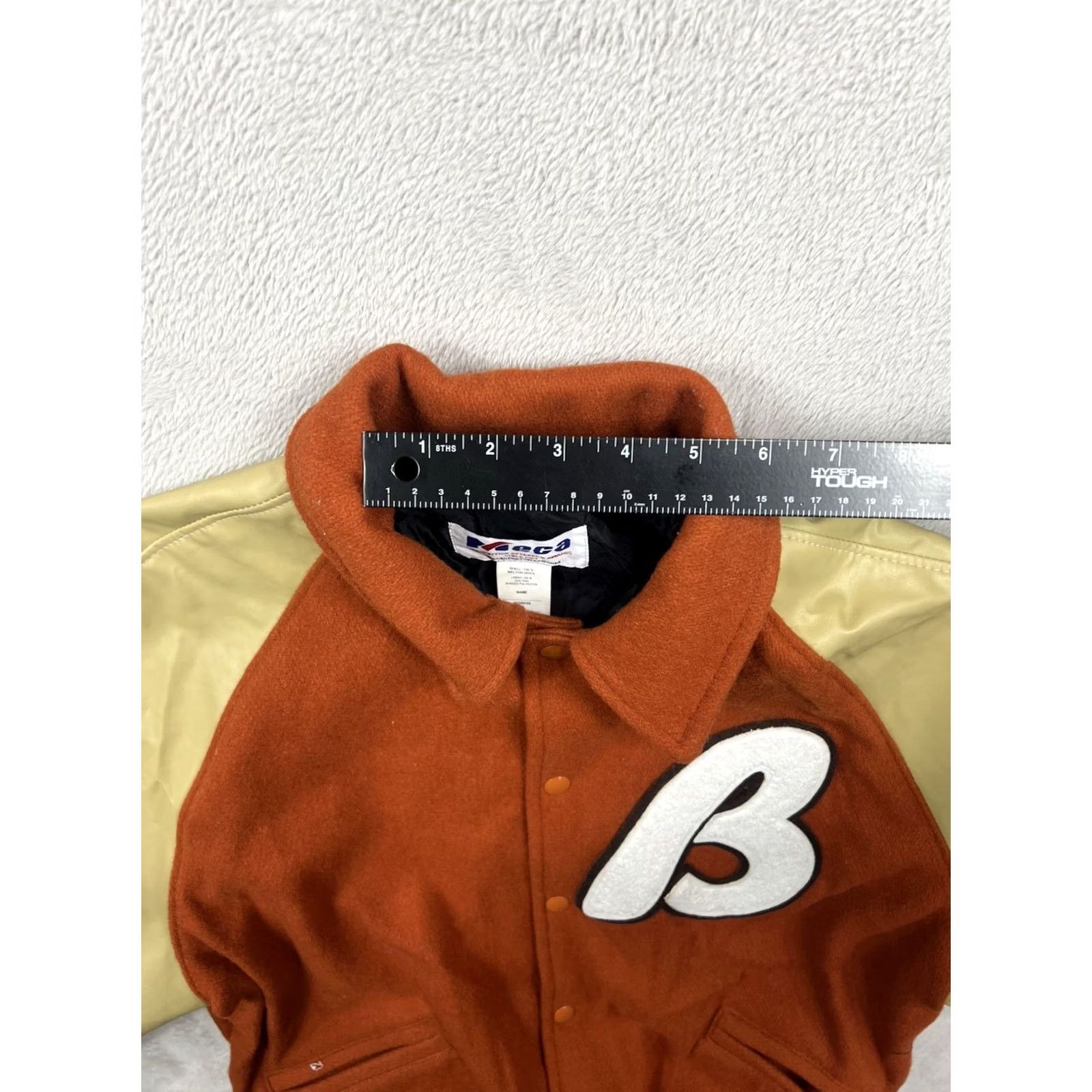 Vintage VINTAGE Howe Athletic Apparel Varsity Jacket Orange L Mens Wool Satin Nylon Button Snap Solid Mid-Length Size US L / EU 52-54 / 3 - 5 Thumbnail
