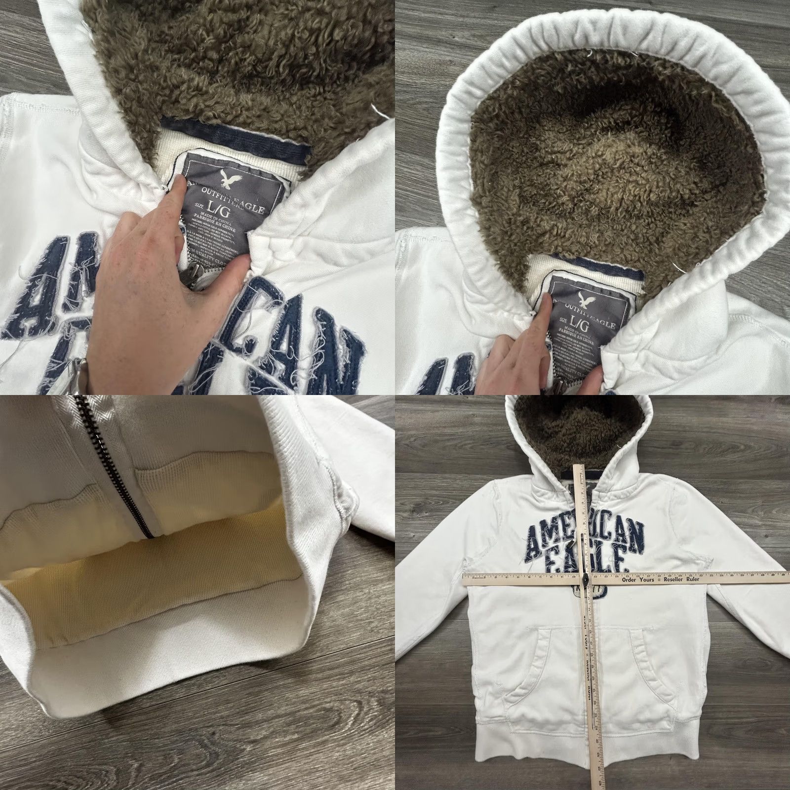 American Eagle Outfitters VINTAGE American Eagle Hoodie Mens Large White Sherpa Hooded Full Zip Size US L / EU 52-54 / 3 - 8 Thumbnail