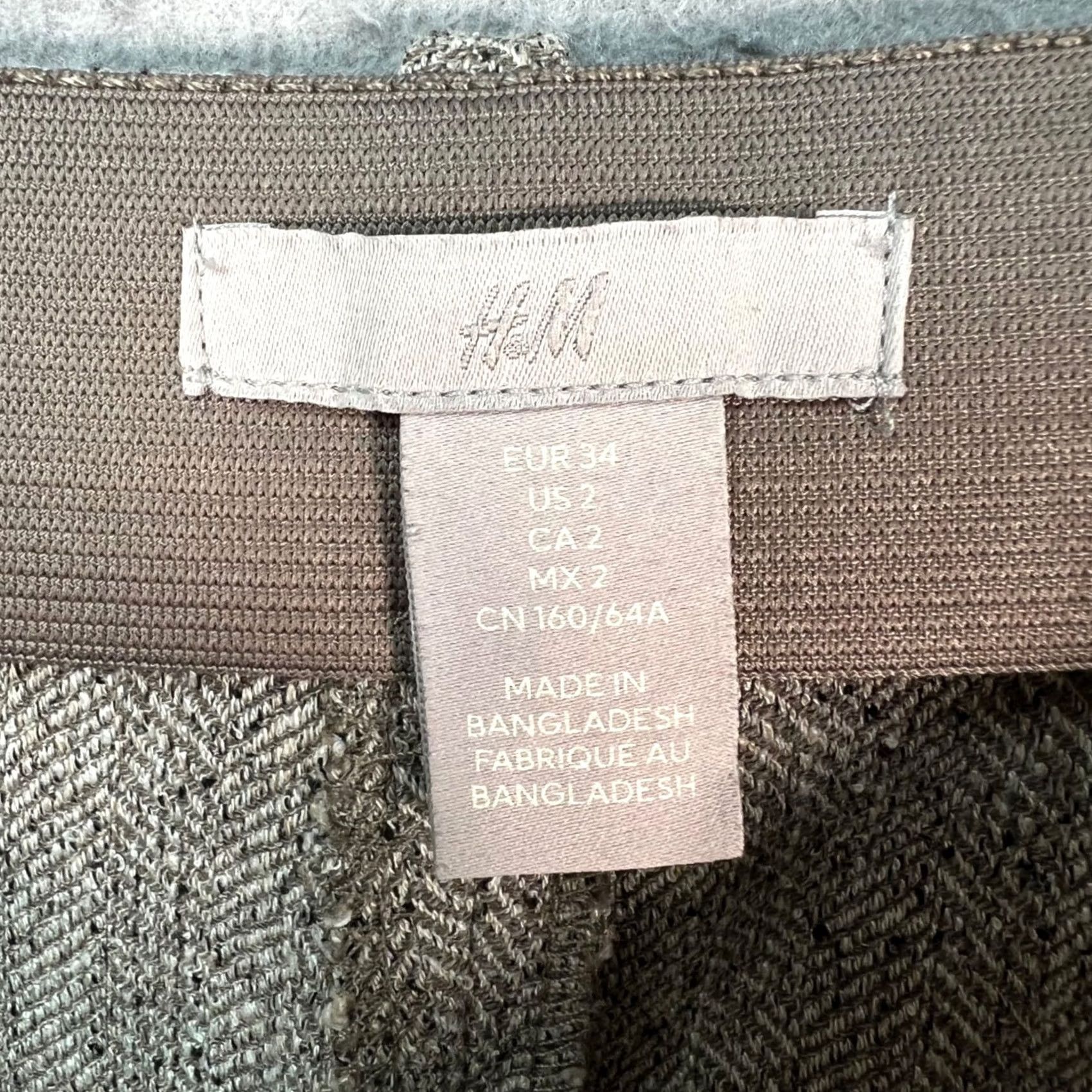 H&M H&M Womens Pants Herringbone Wide-Leg Beige High-Waist Pleated Adult 2 Regular Inseam 29in Dress Size 26" / US 2 / IT 38 - 3 Thumbnail
