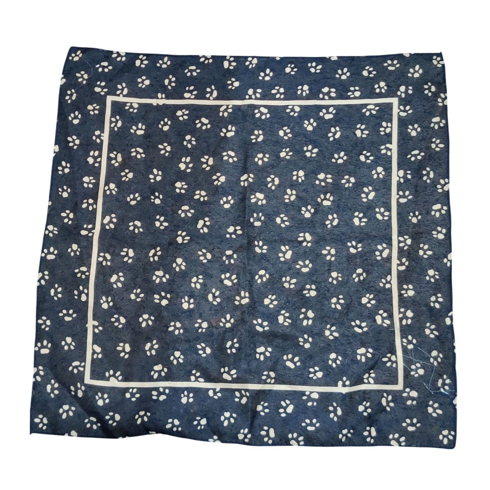 Vintage Womens Scarf Blue Paw Print Vintage Square Lightweight Novel Size ONE SIZE - 2 Thumbnail