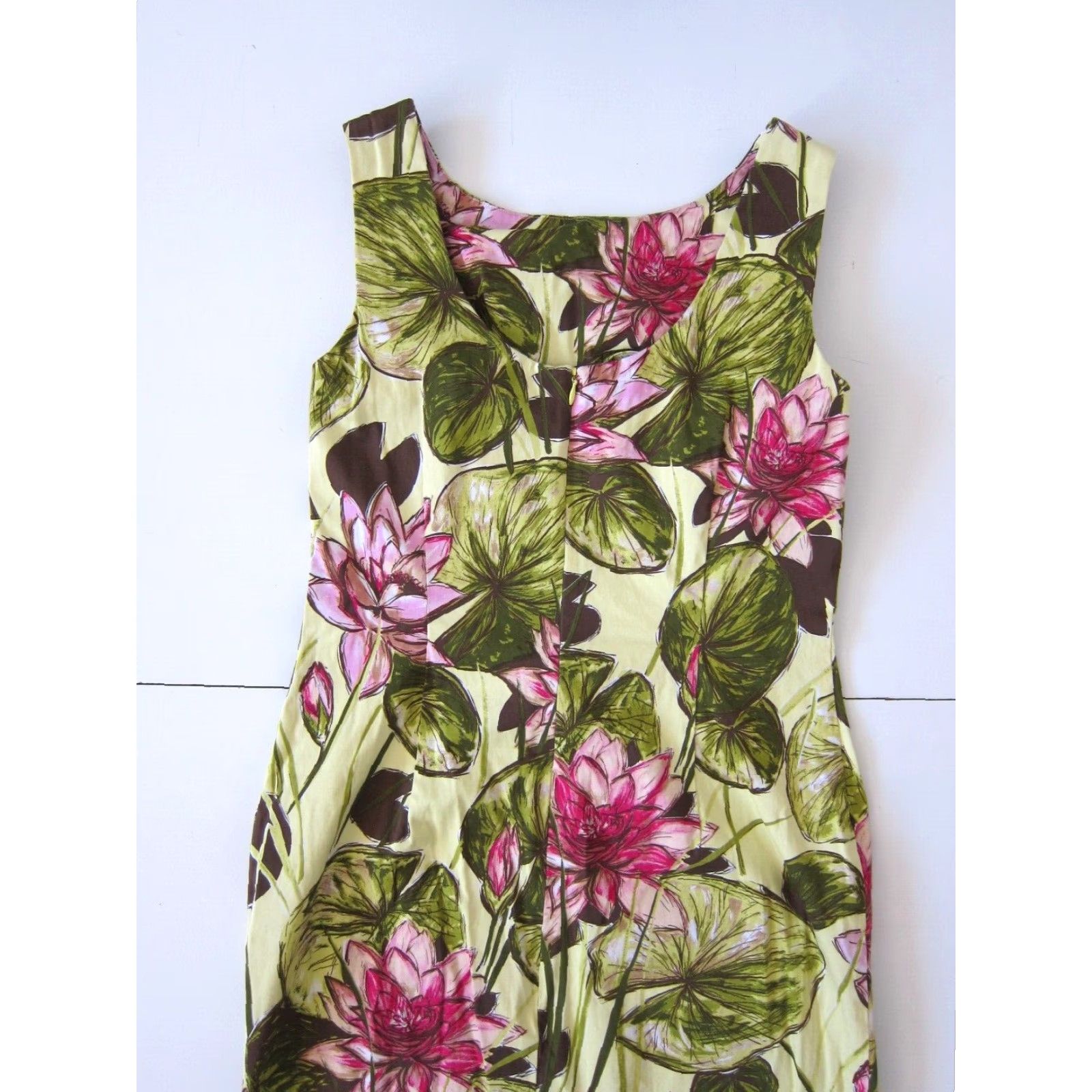 Talbots Talbots Pink Green Brown Yellow Floral Cotton Stretch A-Line Tank Dress 4 Womens Shirt Size S / US 4 / IT 40 - 6 Thumbnail
