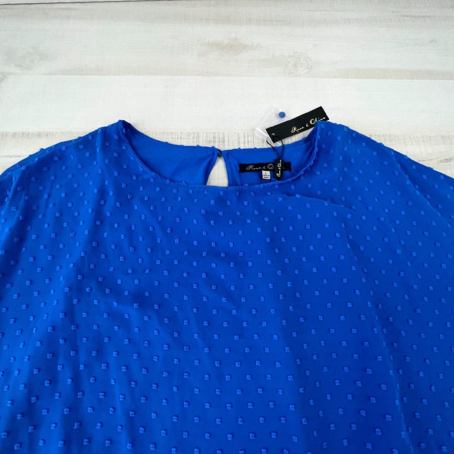 Vintage Rose & Olive Womens Blue Short Sleeve Blouse Large Flowy Loose Shirt Size L / US 10 / IT 46 - 2 Thumbnail