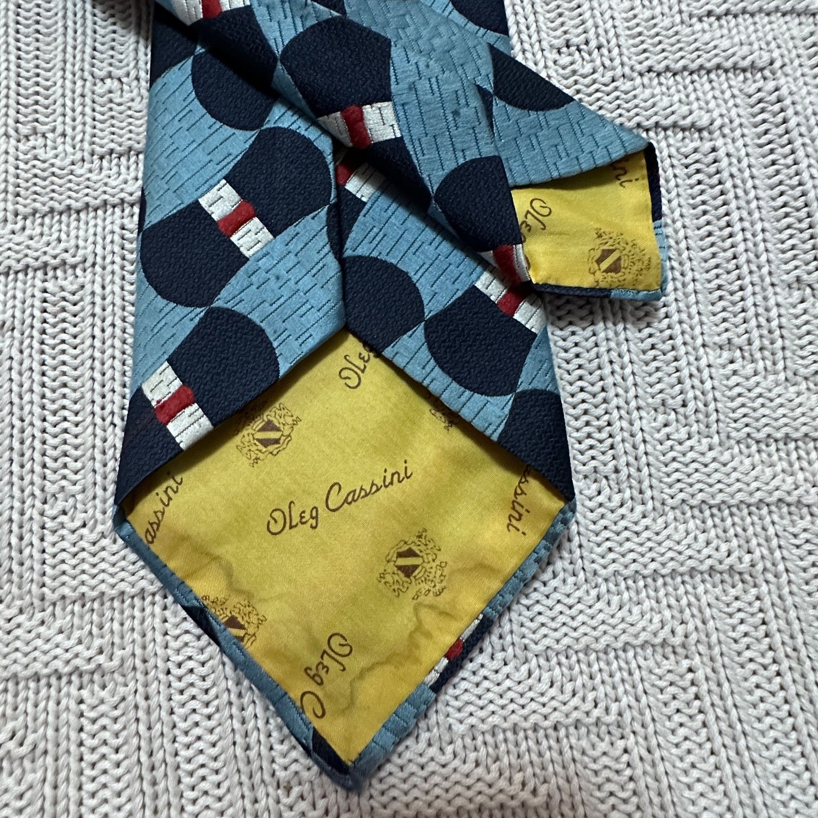 Oleg Cassini Vintage Oleg Cassini blue pattern men's tie Size ONE SIZE - 3 Thumbnail