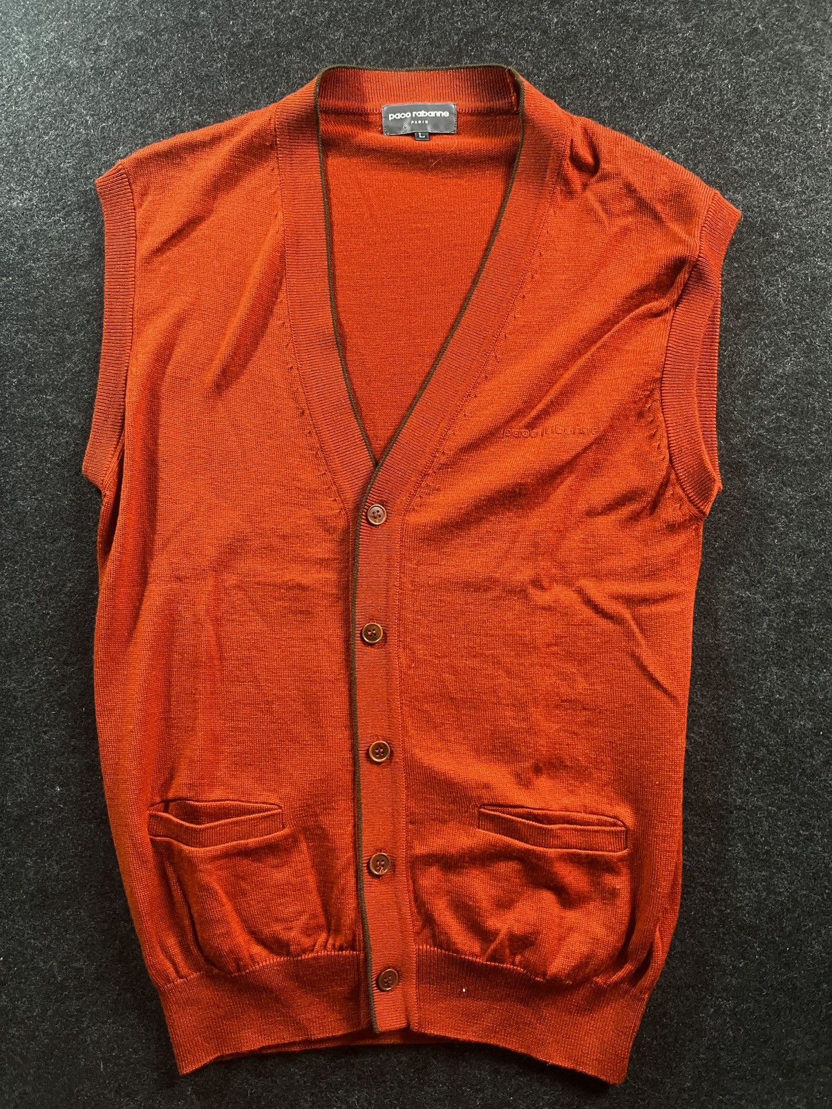 Vintage Vtg 90’s Paco Rabanne Orange Knitted Vest Size US S / EU 44-46 / 1 - 1 Thumbnail