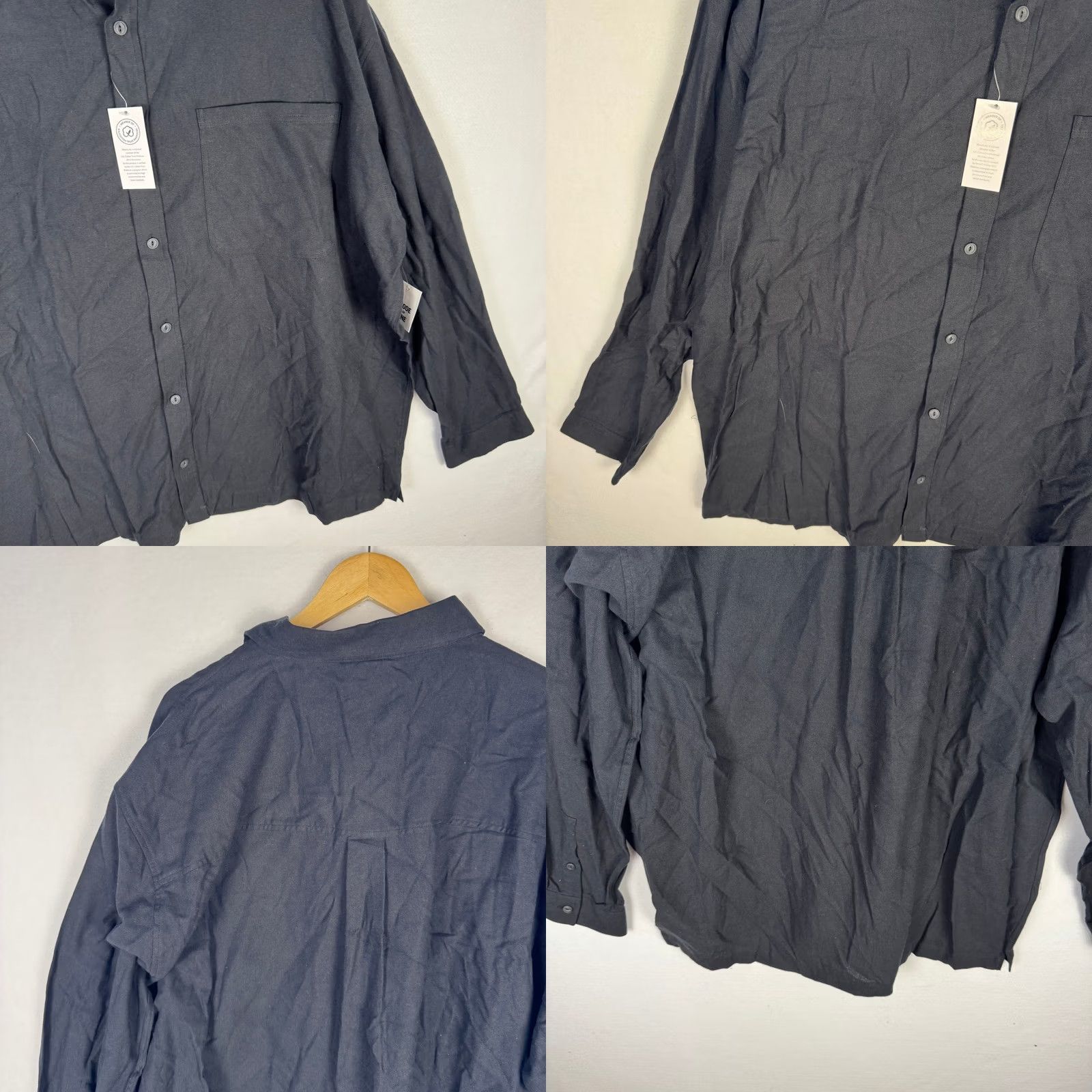 Vintage Mode of One Mens Relaxed Fit Flannel Shirt Deep Black XXL 100197730MN NWT Size US XXL / EU 58 / 5 - 8 Thumbnail