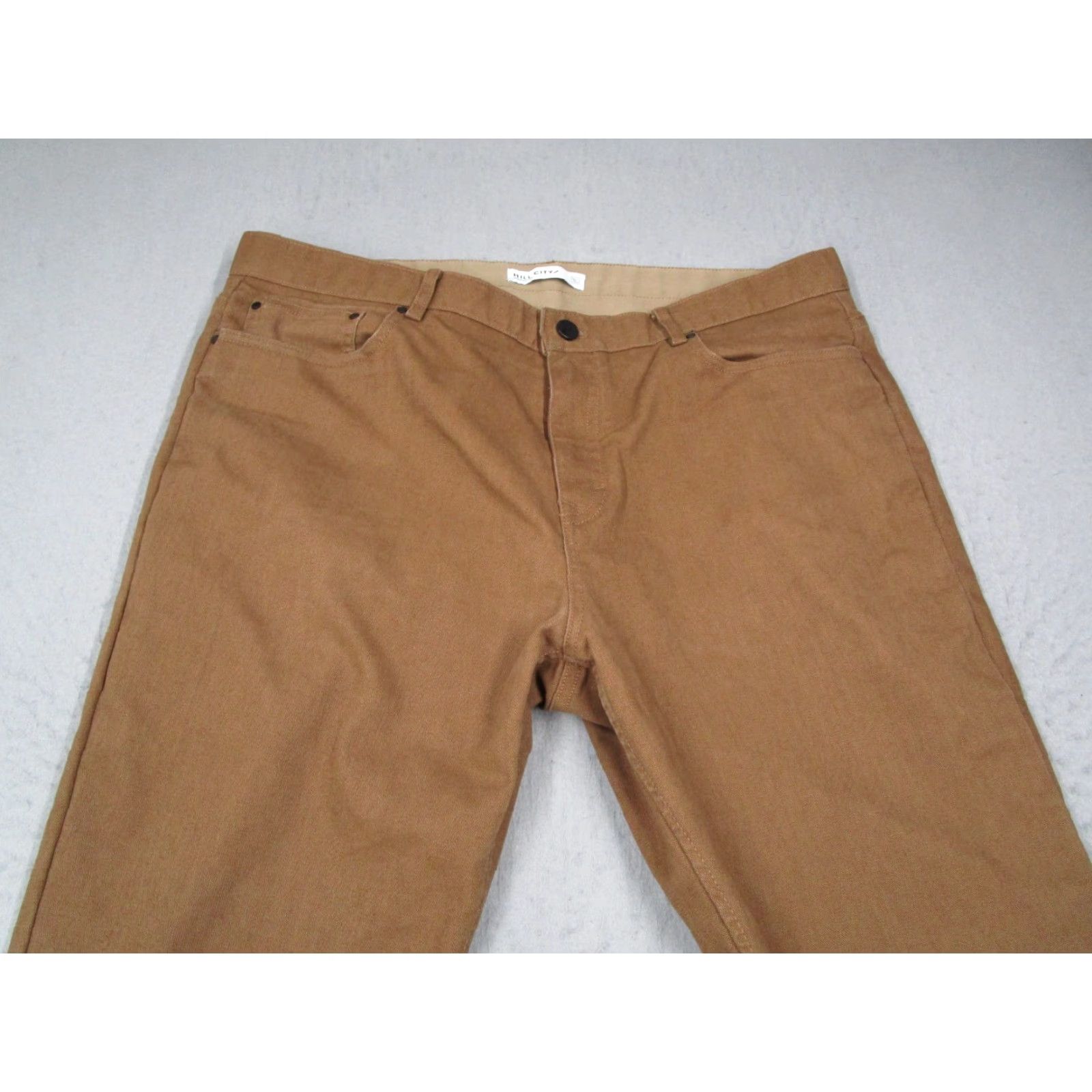 Vintage Hill City Mens Pants Brown 5 Pocket Workwear Chino Canvas Cotton Blend Flat Front 36x32 Slim Classic Belt Loops Zip 5-Pocket Style: C n Size US 36 / EU 52 - 2 Thumbnail