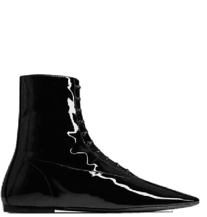 Saint Laurent Paris Tadzio Boots in Patent Leather in Black Grailed