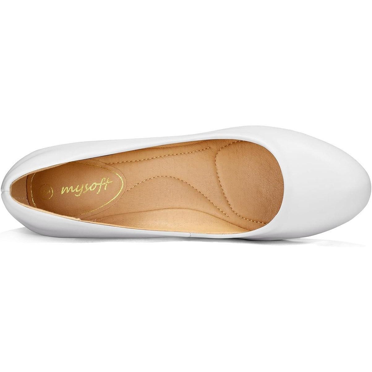 Other Mysoft Womens Size 8 White Rounded Toe Block Heel Pumps Size US 8 / IT 38 - 4 Thumbnail