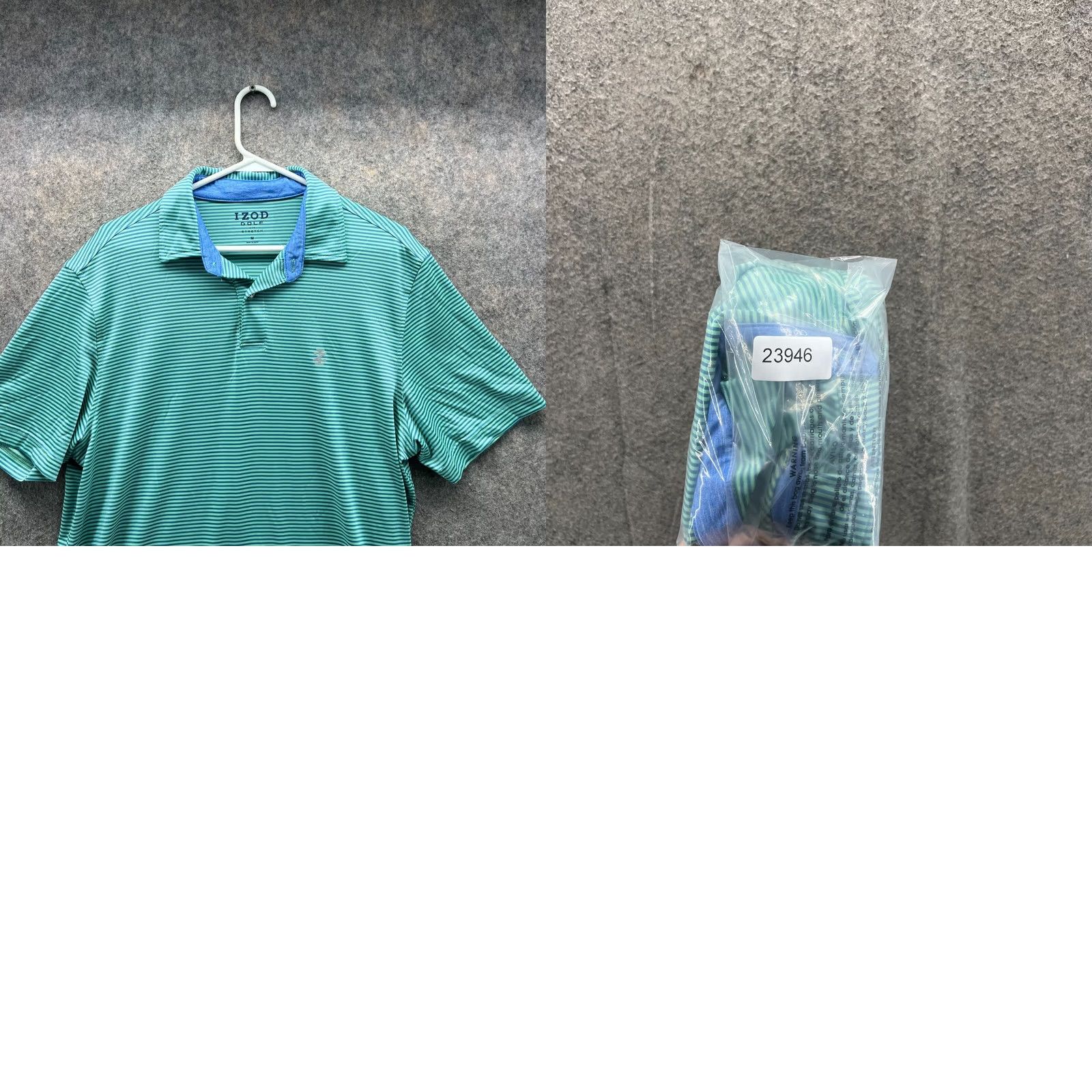 Izod IZOD Polo Shirt Men Medium Teal Blue Striped Polyester Golf Stretch Fit Shirt Size US M / EU 48-50 / 2 - 9 Thumbnail