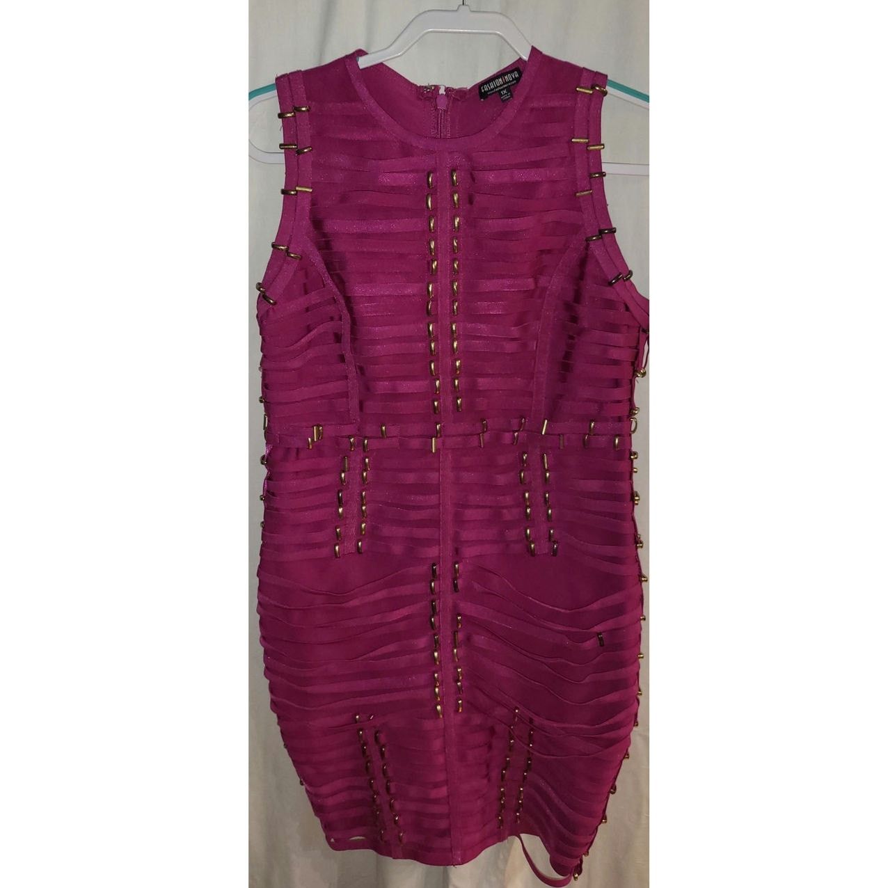 Other Fashion Nova Magenta Bandage Bodycon Studded Dress Size 1X Size XL / US 12-14 / IT 48-50 - 4 Thumbnail