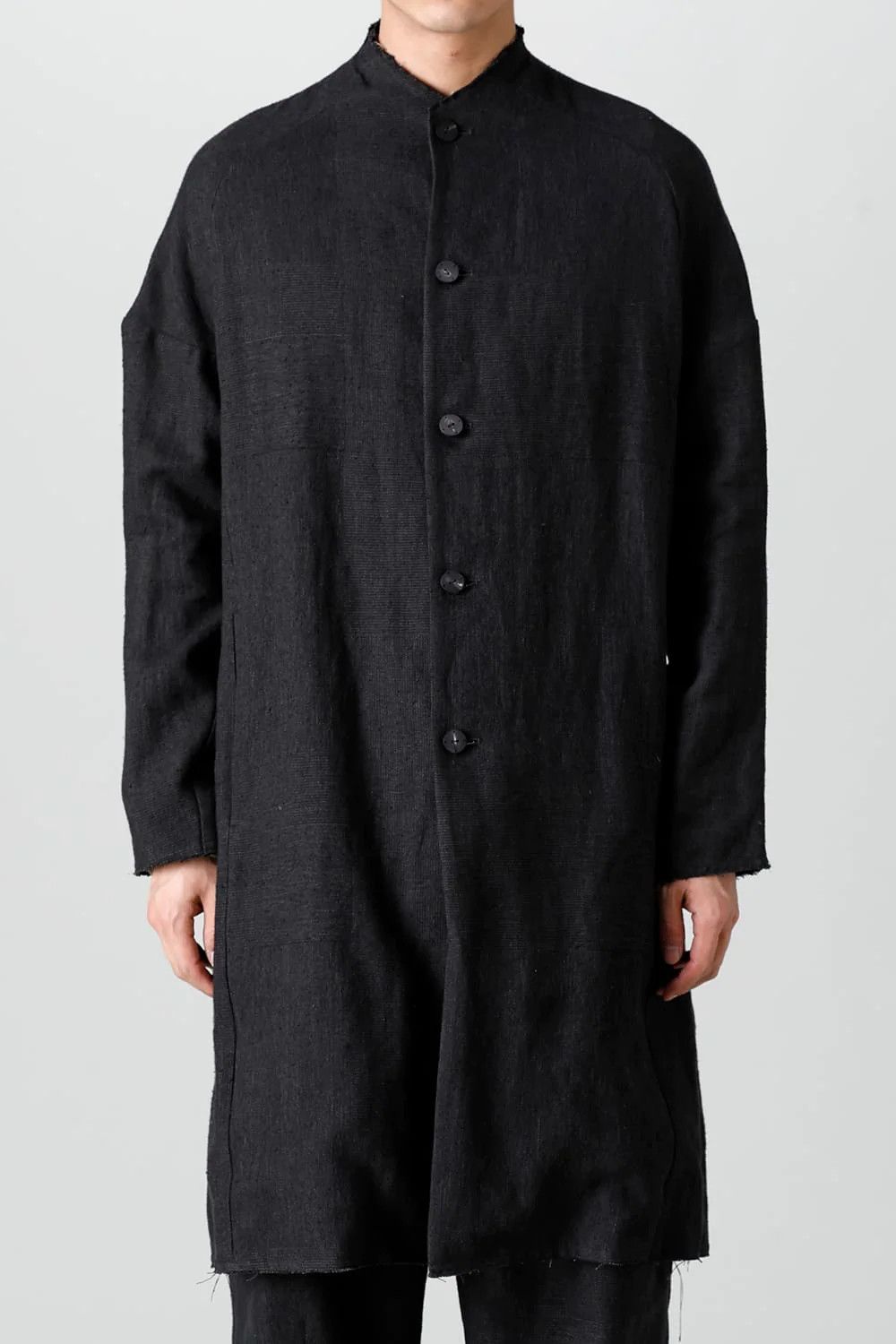 image of Devoa 22Ss Coat Silk Linen Crazy Check Black Size 2, Men's