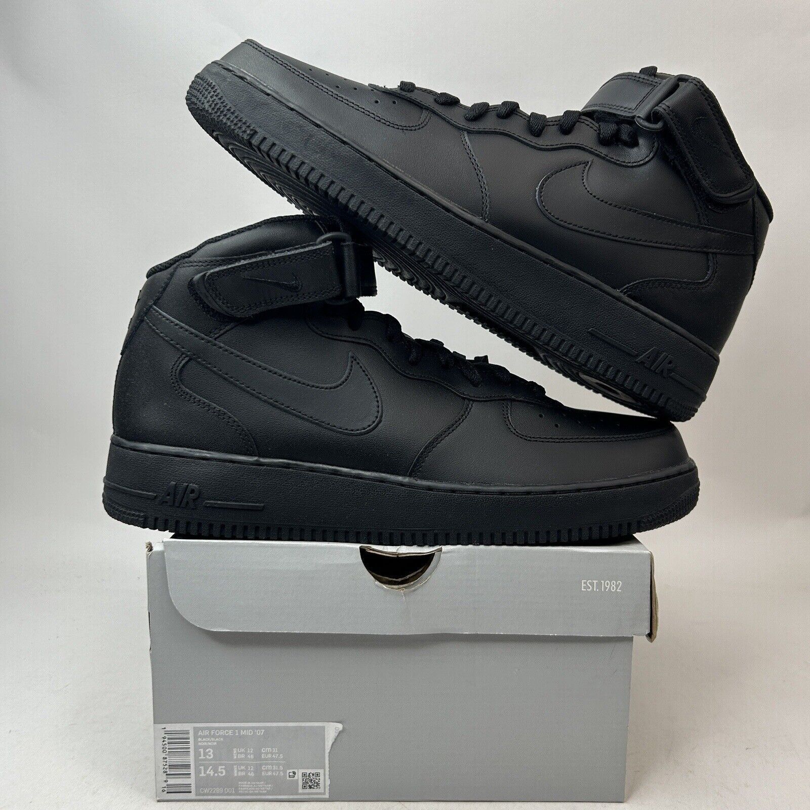 Nike Nike Air Force 1 Mid '07 "Triple Black" 2024 Size US 13 / EU 46 - 1 Thumbnail