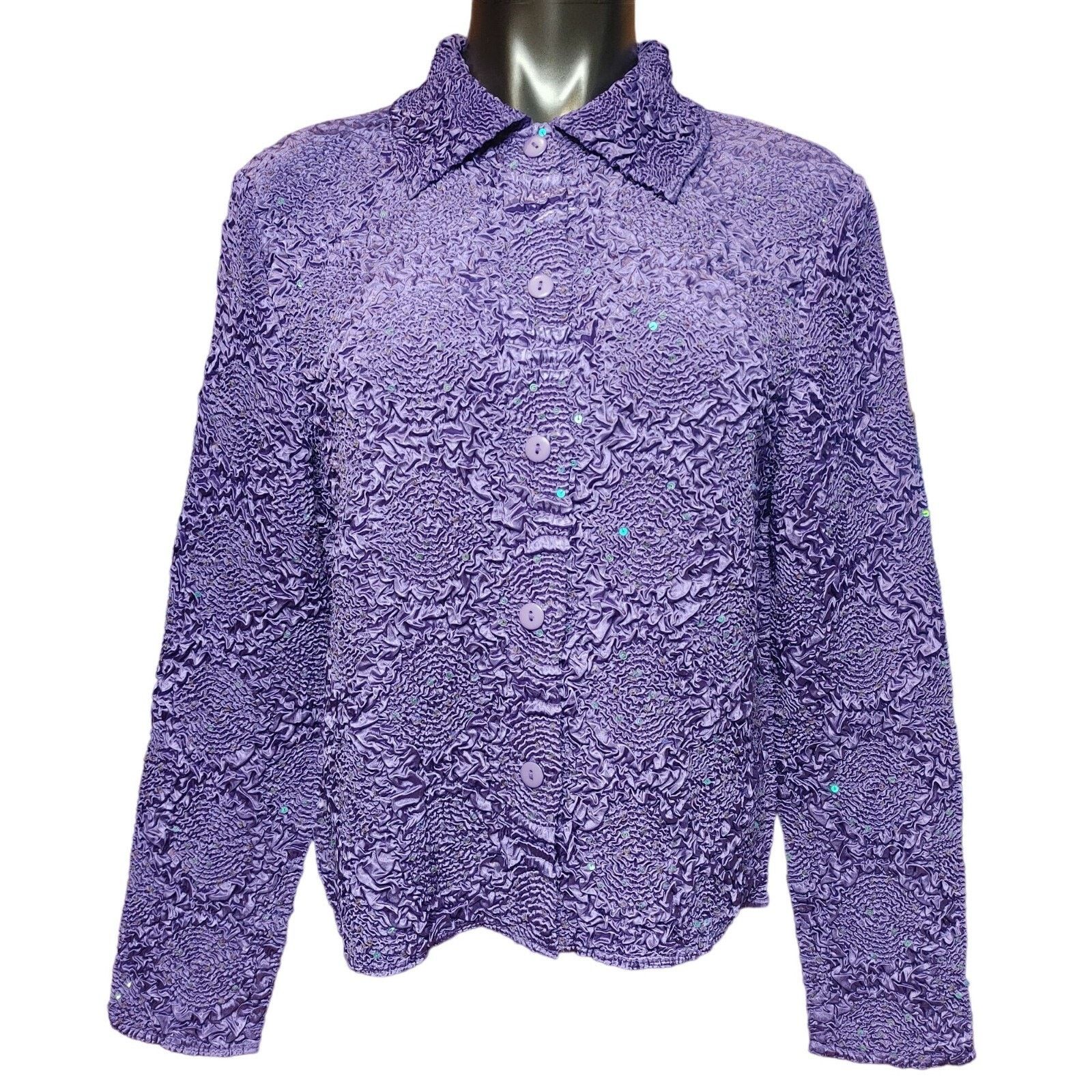 Other Bala Bala Women's LG Purple Ruffled 3D Effect Button Up Top Size L / US 10 / IT 46 - 1 Thumbnail