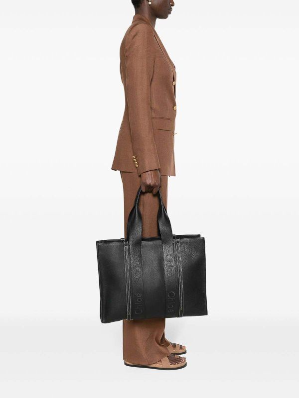 Chloe o1loc1c10425 Size: OS / Woody Large Tote Bag in Black Size ONE SIZE - 5 Thumbnail