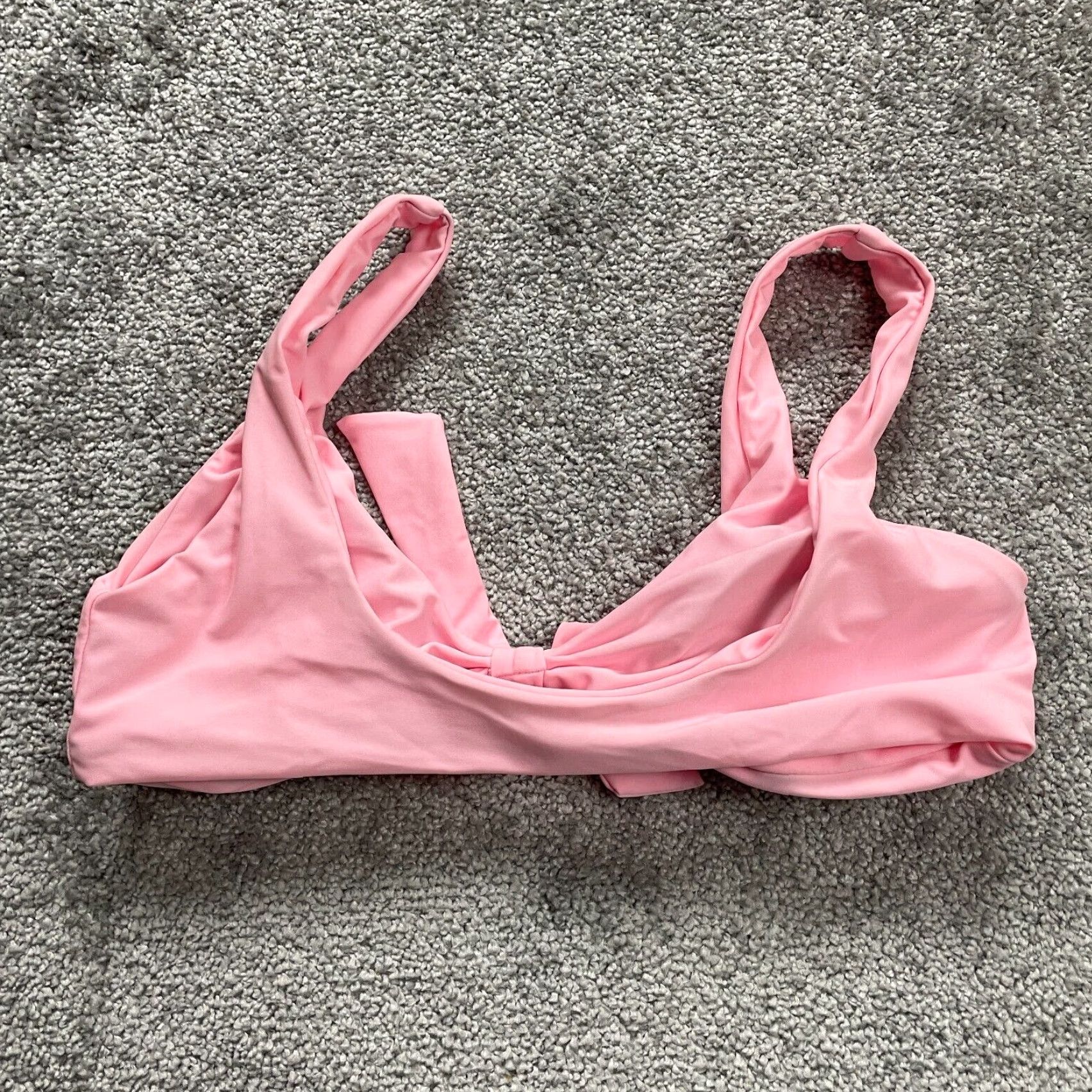 Vintage Unbranded Swimwear Bikini Top Women Small Solid Pink Bow Wide Strap Padded Beach Size S / US 4 / IT 40 - 2 Thumbnail