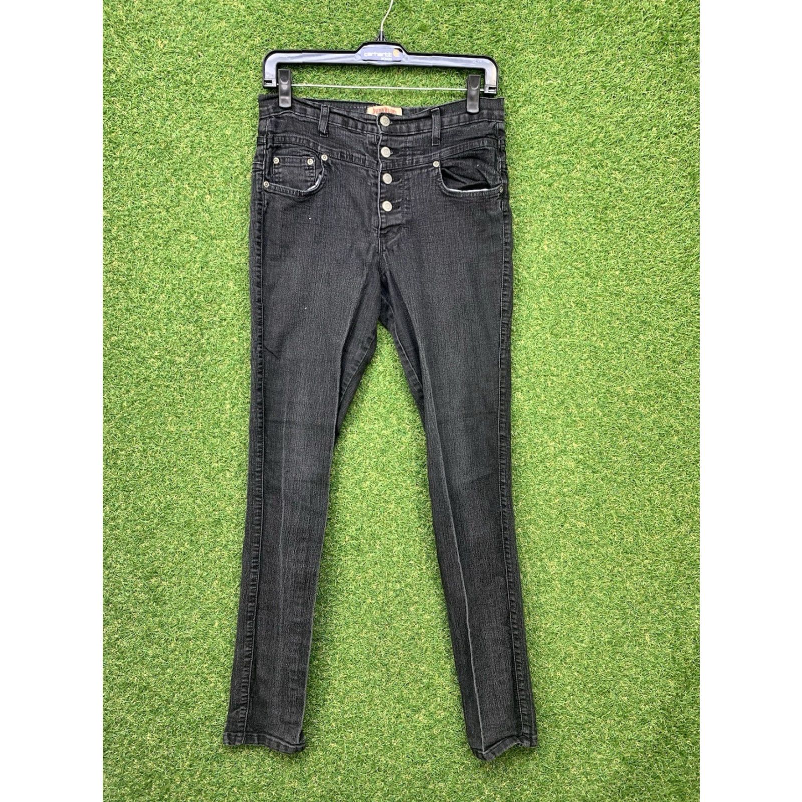 Vintage Judy Blue Jeans Womens 11 Black High Rise Button Fly USA 28x32 Stretch Size 32" / US 10 / IT 46 - 2 Thumbnail