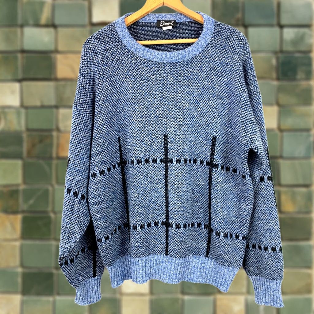 Anvil VINTAGE Danvil Blue Crewneck Acrylic Sweater Mens XL Grunge 90s 80s Size US XL / EU 56 / 4 - 1 Thumbnail