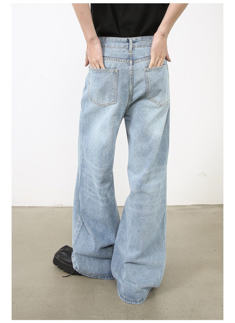 Japanese Brand Japanese retro light blue washed men's loose straight jeans Size US 32 / EU 48 - 3 Thumbnail