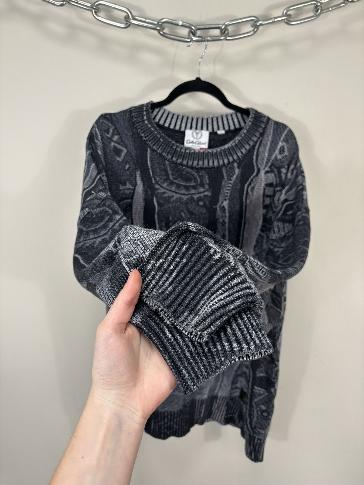 Carlo Colucci Carlo Colucci Men’s 3D Abstract Knit Gray Oversized Sweater Size US XXL / EU 58 / 5 - 6 Thumbnail