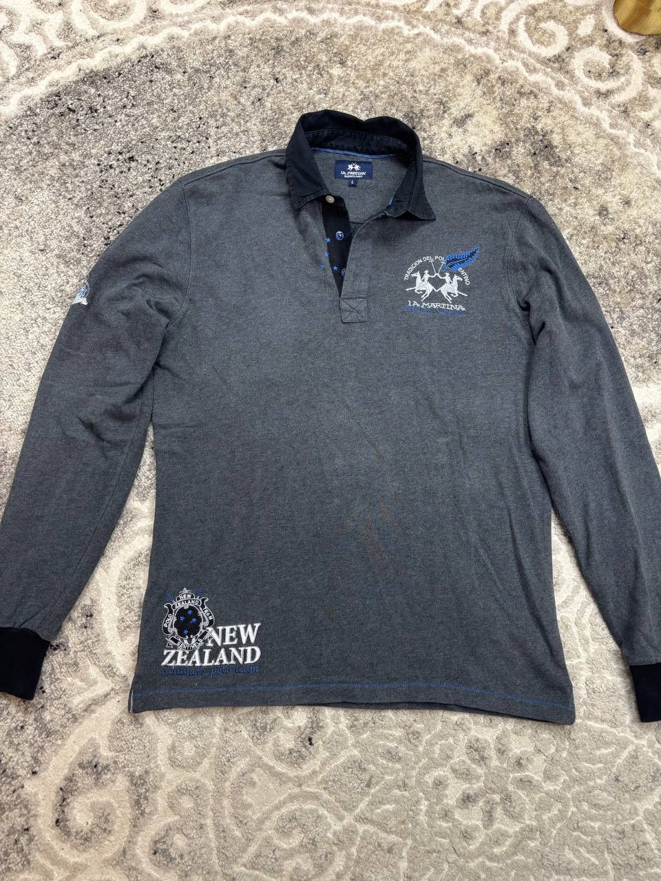 La Martina La Martina New Zealand Polo Team L/S Shirt Grey Size L Size US L / EU 52-54 / 3 - 10 Thumbnail