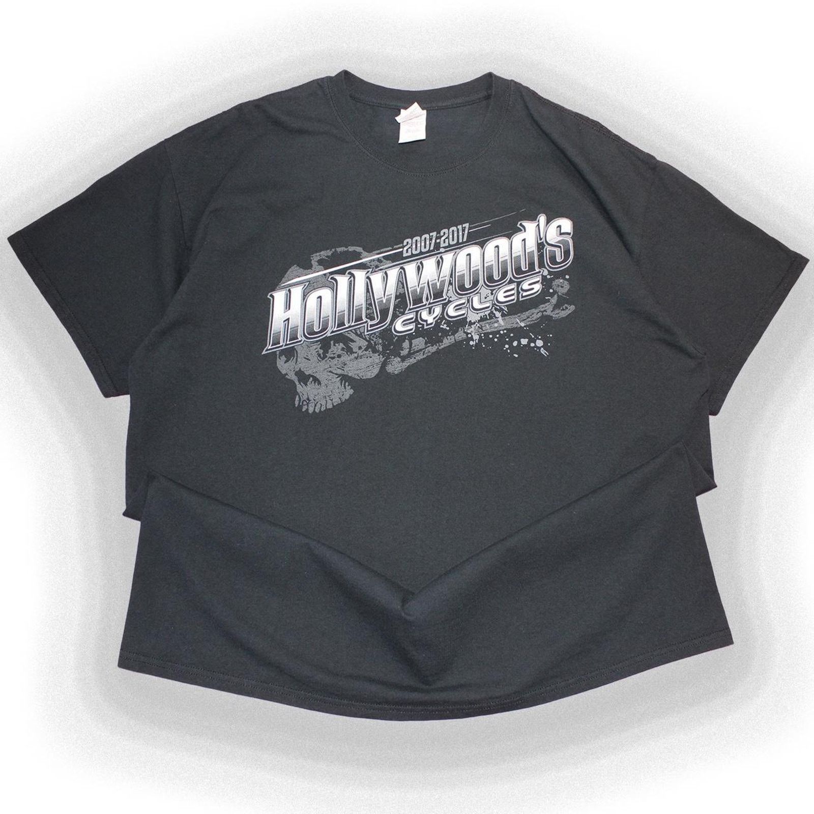 Vintage Y2K Black Skull Hollywood Motorcycles graphic tee Size US XL / EU 56 / 4 - 1 Thumbnail