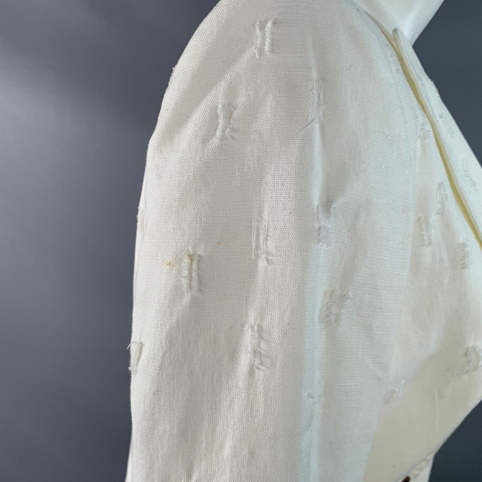 Escada S White Cotton Blend Textured Peak Lapel Jacket Blazer Size S / US 4 / IT 40 - 5 Thumbnail