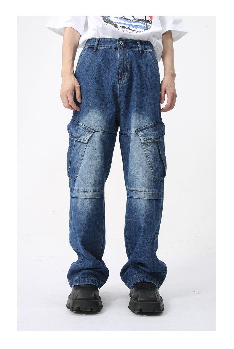 Japanese Brand × Jean Dark blue American retro big pocket cargo jeans Size US 32 / EU 48 - 2 Thumbnail