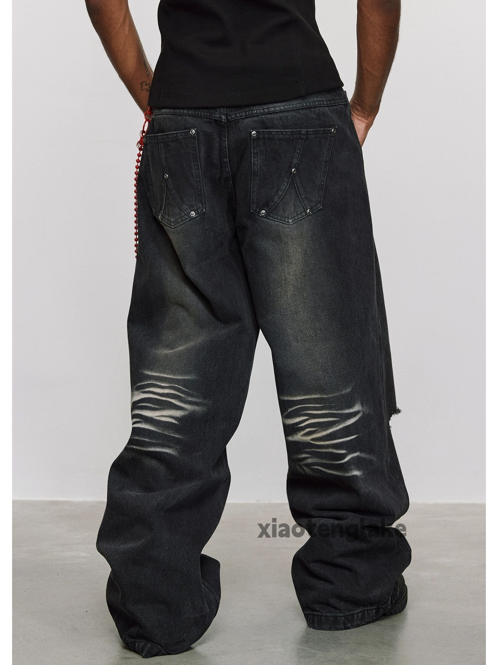 Jean × Vintage washed faded skate hiphop ripped loose baggy jeans Size US 36 / EU 52 - 3 Thumbnail