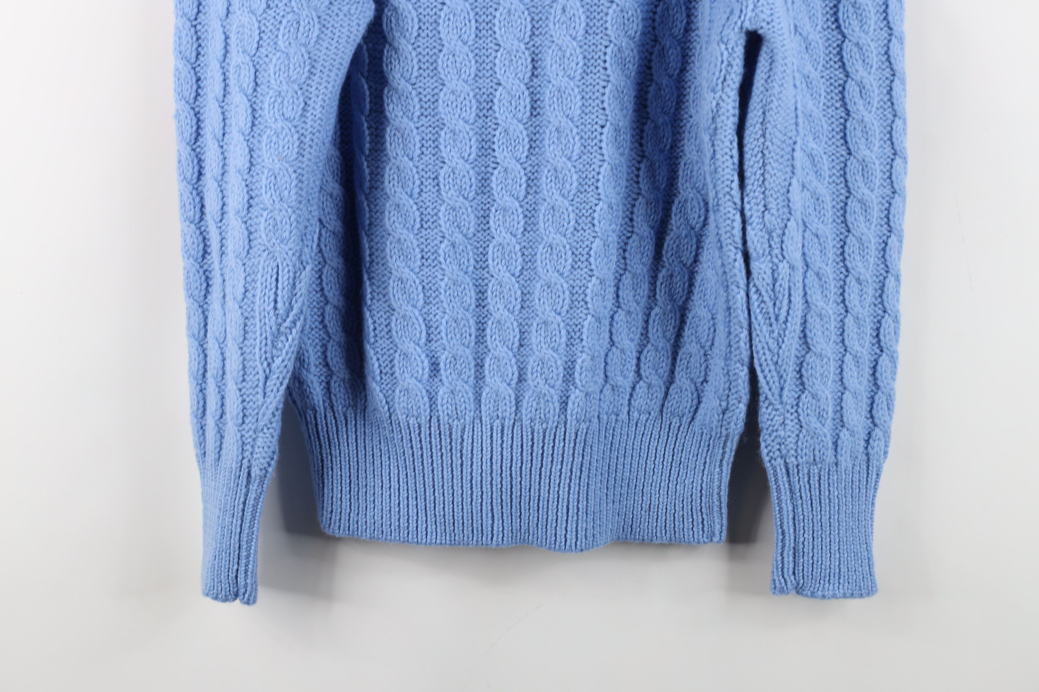 Vintage Vintage 70s Streetwear Chunky Cable Knit Sweater Light Blue Size XS / US 0-2 / IT 36-38 - 12 Thumbnail