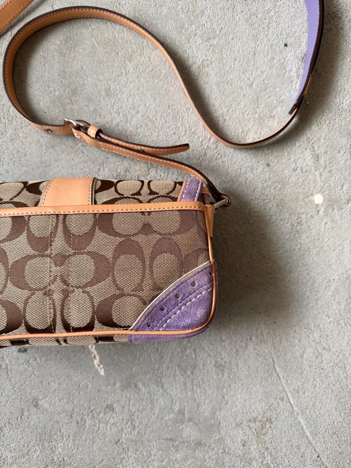 Coach Coach Signature Buckle Soho Crossbody Bag Beige/Purple Size ONE SIZE - 8 Thumbnail