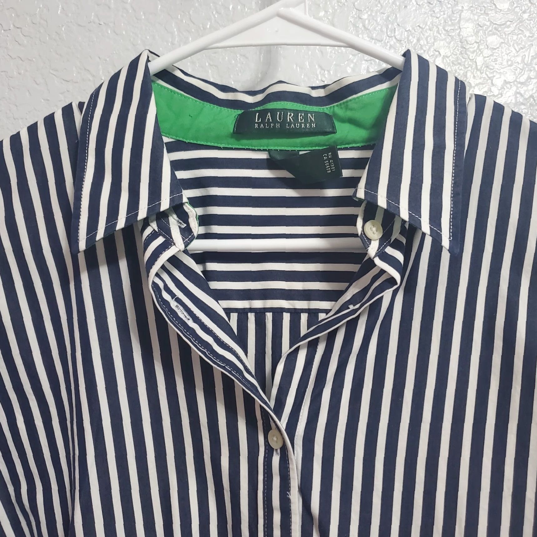 Ralph Lauren VINTAGE Lauren Ralph Lauren Top Women 1X Blue Striped Button Front 3/4 Sleeve Nautical Size XL / US 12-14 / IT 48-50 - 5 Thumbnail