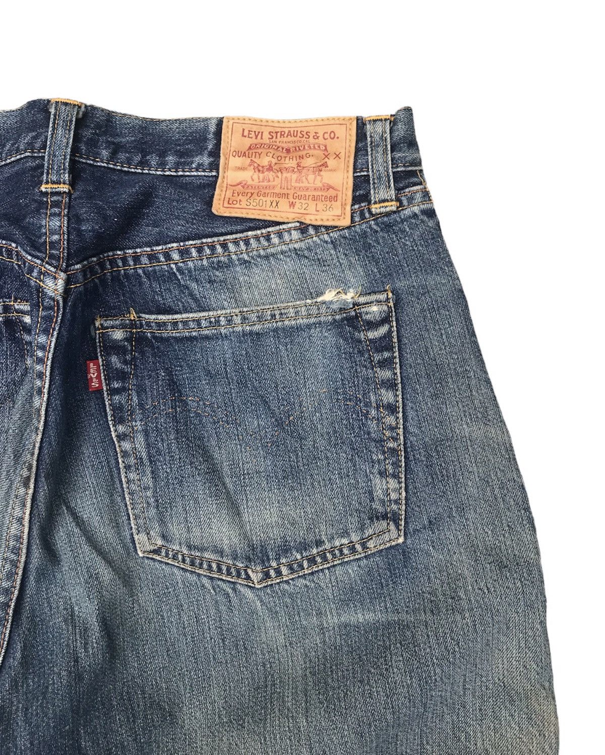 Levi's Vintage Clothing 501XX Big E LVC Laurel Leaf Donut Button Denim Size US 30 / EU 46 - 10 Thumbnail