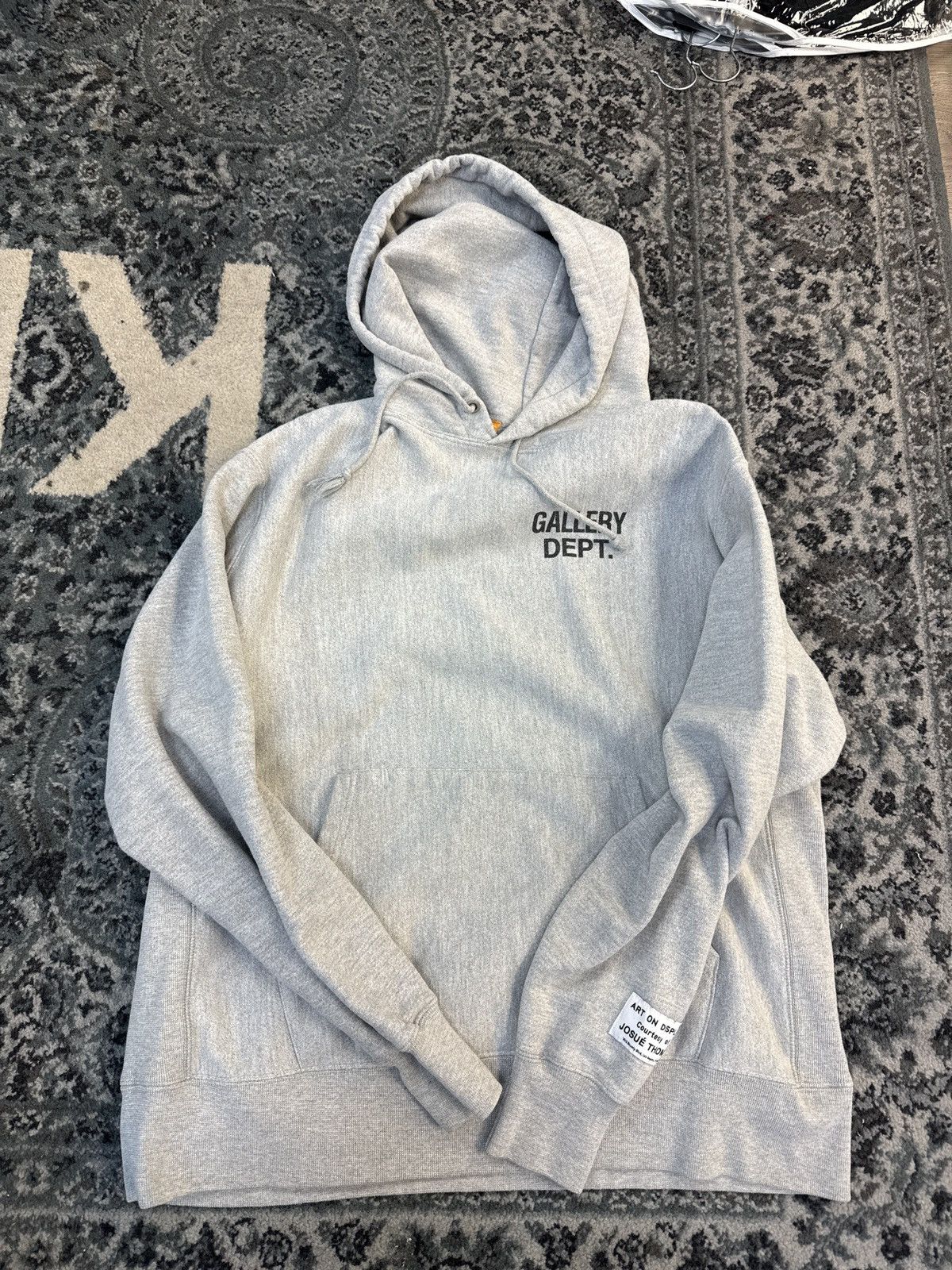 Gallery dept mini logo hooded sweatshirt grey large