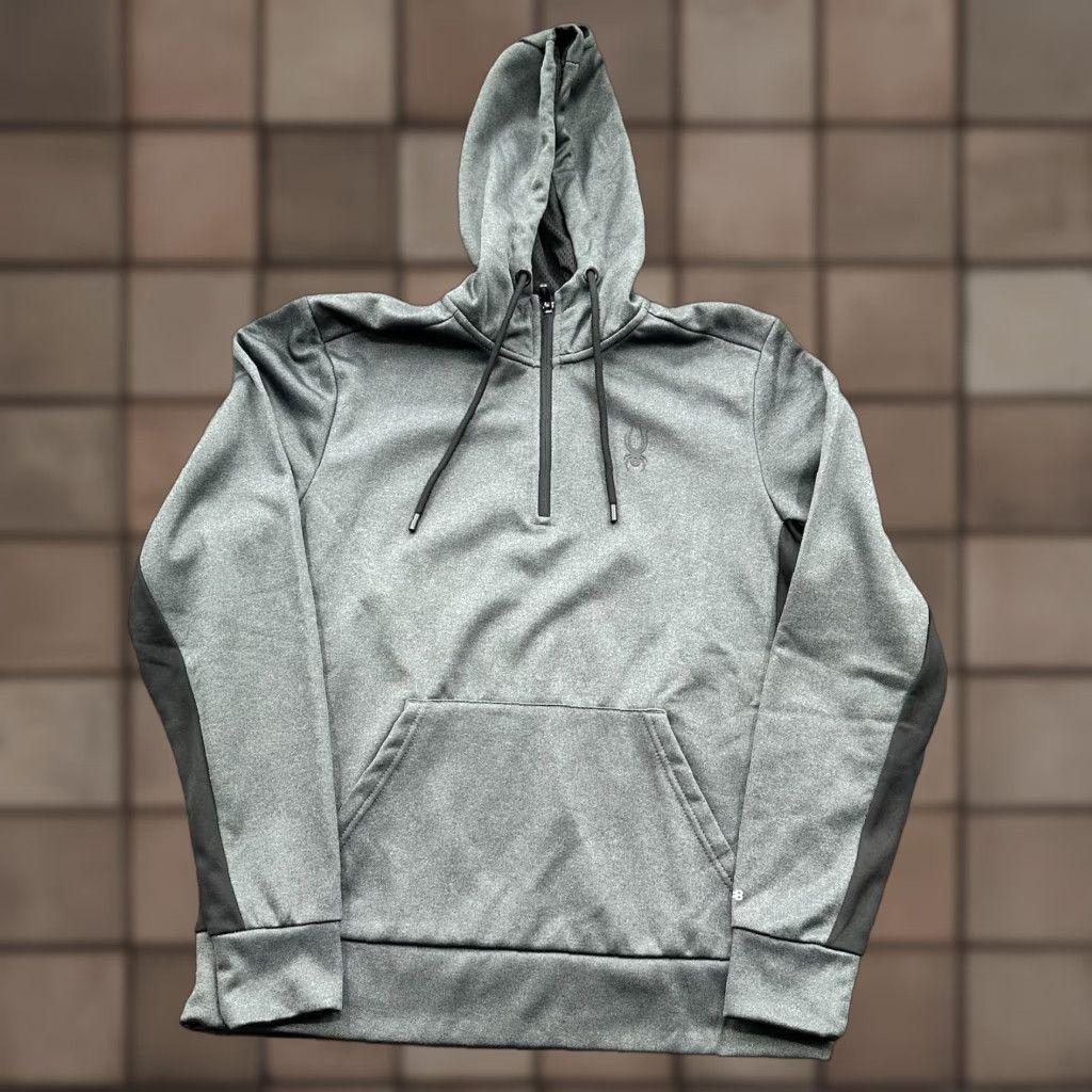 Spyder Spyder Hoodie Men Medium Gray Black Polyester Outdoors Hiking Gym Training Colorblock 1/4 Zip Mock Neck Zipper Logo All Seasons Size US M / EU 48-50 / 2 - 1 Thumbnail