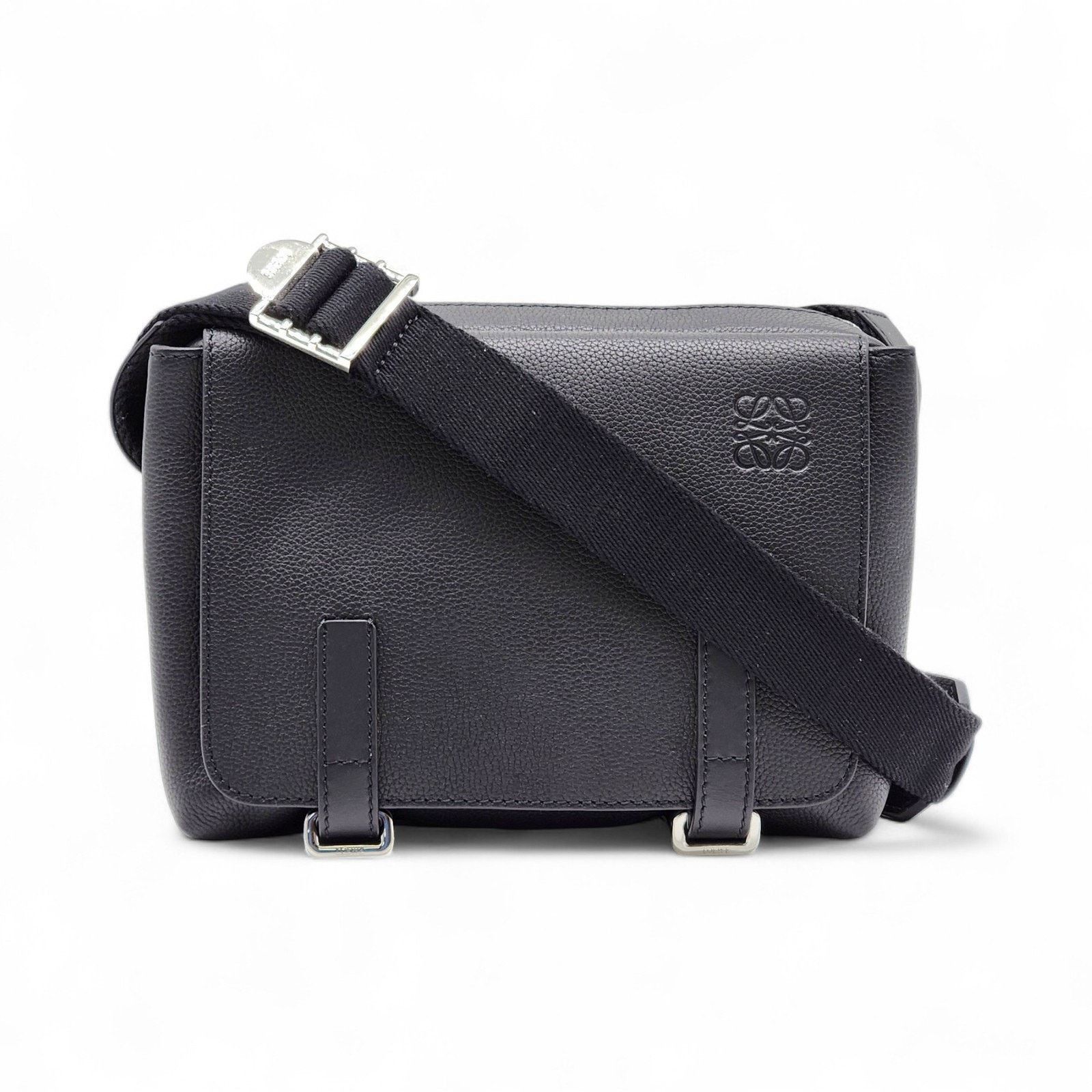 Loewe Military Messenger Crossbody Grained Leather Bag Black Size ONE SIZE - 1 Thumbnail