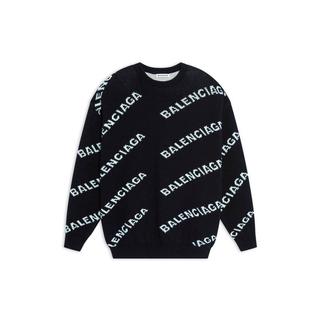 Balenciaga men's allover logo sweater in black Size US S / EU 44-46 / 1 - 1 Thumbnail