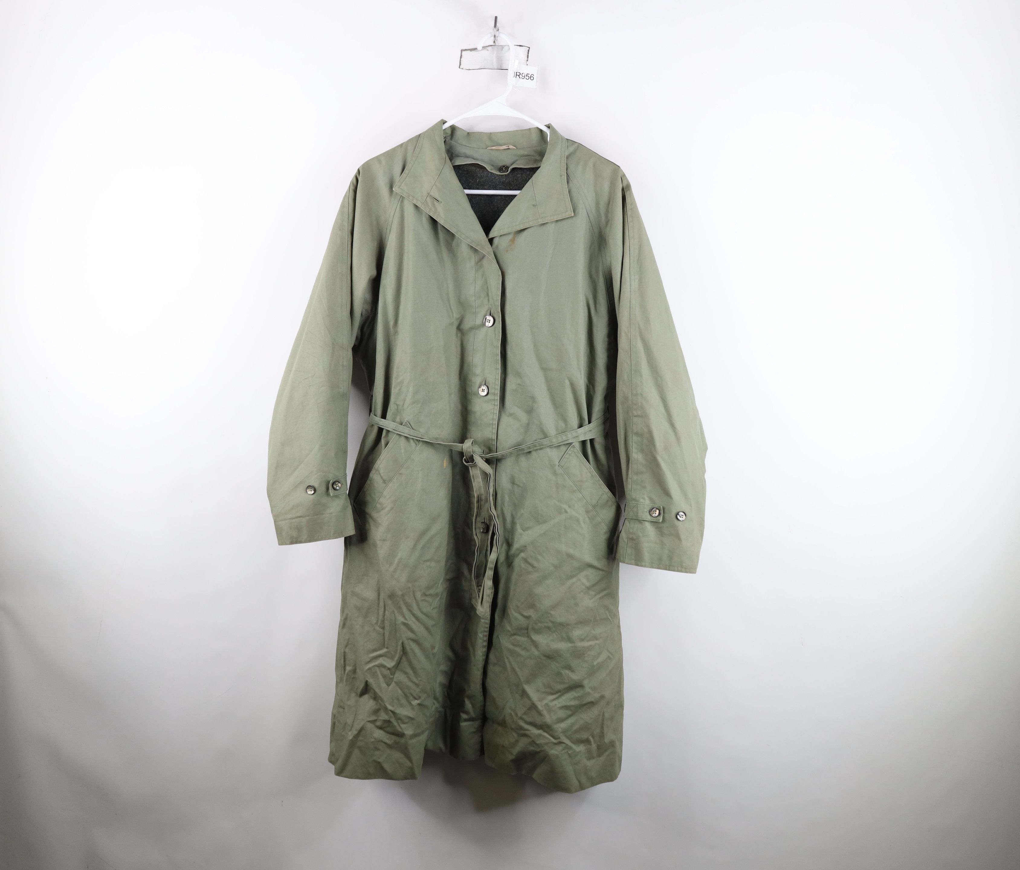 Vintage Vintage 70s Streetwear Wool Lined Belted Trench Coat Green Size L / US 10 / IT 46 - 1 Thumbnail